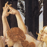 『ヴィーナスの誕生』３人の女神が指を絡めて三角形の形を現す