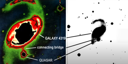 赤方偏移したクエーサー、連結橋 銀河4319