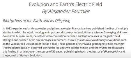 アレクサンダー・フルニエによる「進化と地球の電場」。 地球とその子孫のバイオリズム