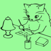 手紙を書く猫のイラスト