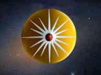 極軸整列がさらに進化すると、金星は輝きを増し、古代の太陽神の顔に吹き流しがかかる