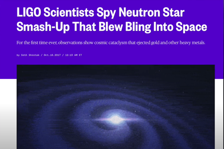 LIGO科学者が宇宙に吹き飛ばされた中性子星の衝突を発見