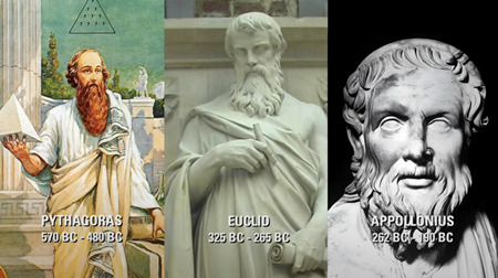 ピタゴラス、ユークリッド、アポロニウス