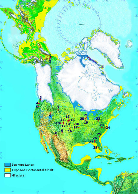 北（半球）の氷床（13,000BP頃）