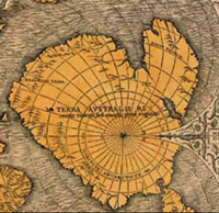 氷のない南極大陸を描いたオロンス・フィネの地図の一枚