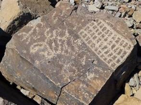 細胞状のパターンを持つペトログリフ