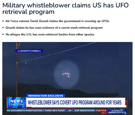 軍の内部告発者、米国にはUFO回収計画があると主張
