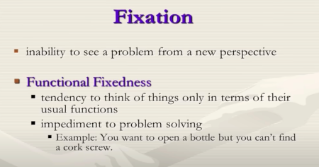 固定観念
新しい視点から問題を見ることができない
機能的固定観念
物事を通常の機能のみで考える傾向
問題解決の妨げ 例：栓抜きが見つからず、ボトルを開けられない。