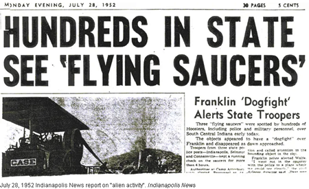 州で数百人が"空飛ぶ円盤"を目撃 1952年7月28日