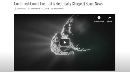 彗星の塵の尾が電気を帯びていることを確認