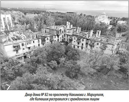 キリウシクが民間人を殺害したマリウポリ市ナヒモフ通り82番の家の中庭