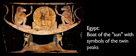 エジプト : ツインピークスのシンボルを持つ”太陽”の船