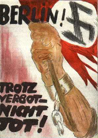 このポスターは、ベルリン出身のゲッベルスの芸術家 "ミョルニル "によるもので、本名はハンス・シュヴァイツァー（1901-1980）。