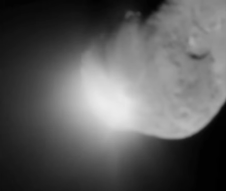 ディープ・インパクト探査機が標準モデルの予測に反して、テンプル１彗星に出会い、搭載センサーを圧倒したときに起きた爆発