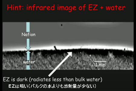 ヒント：EZ＋水の赤外線画像 EZは暗い（バルクの水よりも放射量が少ない）