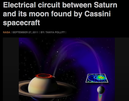 Electrical circuit between Saturn and its m探査機カッシーニが発見した土星とその衛星の間の電気回路