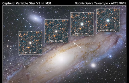 M31のセファイド変光星V1 　2010年12月17日　12月21日　12月30日　2011年１月26日