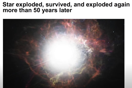 星が爆発し、生き残り、50年以上経ってから再び爆発した。