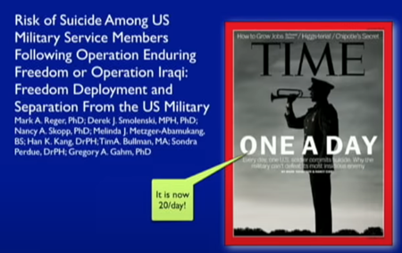タイム誌の表紙、今では１日に20人もの退役軍人が自殺しています