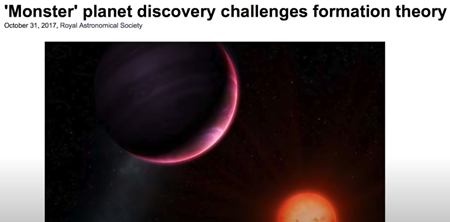 ”モンスター”惑星の発見が形成説に挑戦