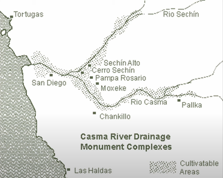 カスマ川集水域遺跡群、カスマ川とその支流であるセチン川の地図