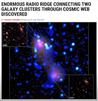 ２つの銀河団を宇宙の網でつなぐ巨大な電波リッジ（尾根）を発見