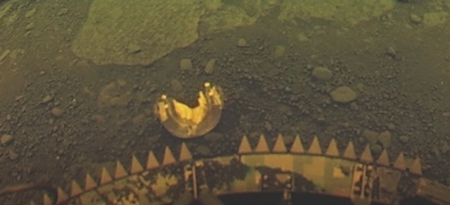 ソビエトの金星探査機、ベネラ13号が撮影した金星表面のパノラマ写真の一部
