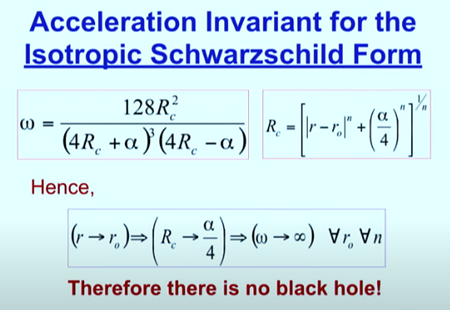 等方性シュヴァルツシルト形式の加速度不変