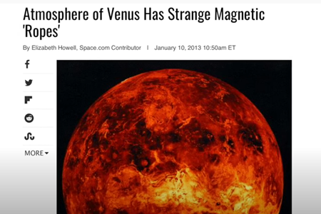 金星の大気には奇妙な磁気の”ロープ”が存在する
