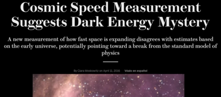 宇宙速度の測定は、ダークエネルギーの謎を示唆する