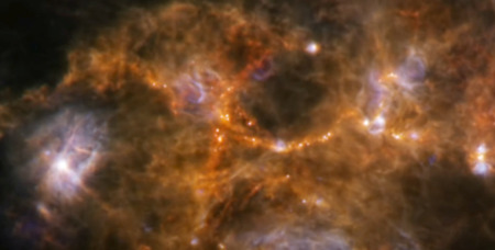 岩石質の惑星は、分子雲の中でネックレスのビーズのように連なっている星と同じように、光り輝く電気フィラメントの中で生まれている