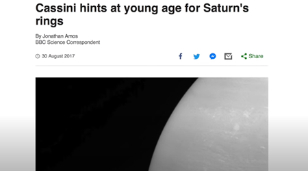 Cassini hints aカッシーニが示唆する土星の環の若さ