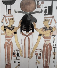 エジプト : 神話上の双子または "ダブル "であるカーの伸ばした腕