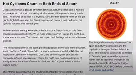 土星の端には熱いサイクロンが渦巻く