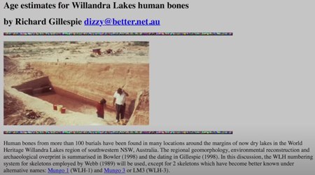 ウィランドラ湖の人骨の年齢推定値、リチャード・ギレスピー