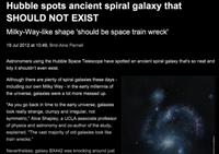 ハッブル、存在しないはずの古代渦巻き銀河を発見