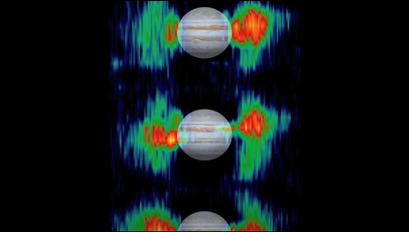 太陽から放出される超高周波Ｘ線の流れの違いによって生じる木星周辺の低周波電波の放射