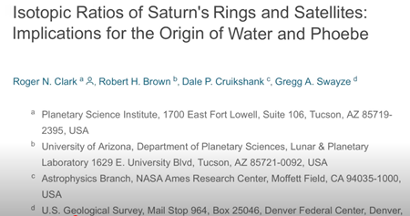 土星の環と衛星の同位体比。水とフェーベの起源への示唆