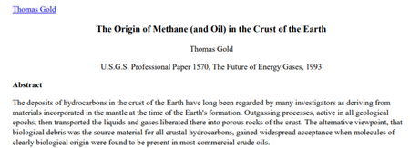地殻におけるメタン（と石油）の起源
