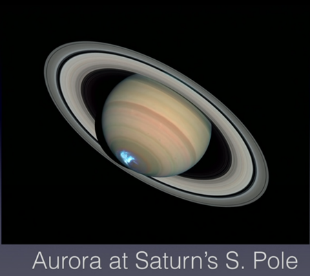 土星の南極のオーロラ
