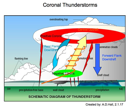 回路上昇気流は、雷、下降気流、雨となって同軸に地上にループする