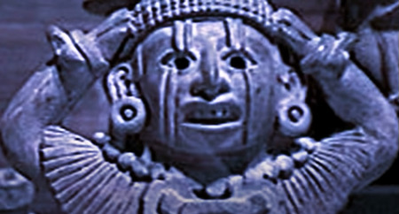 アステカの神シペ・トテックの傷跡の顔
