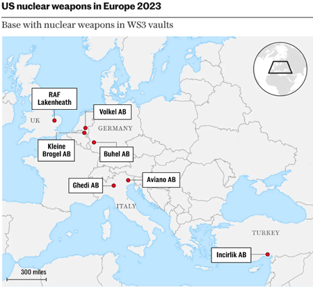 ヨーロッパにおける米国の核兵器 2023年