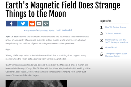 地球の磁場が月にもたらす不思議な現象