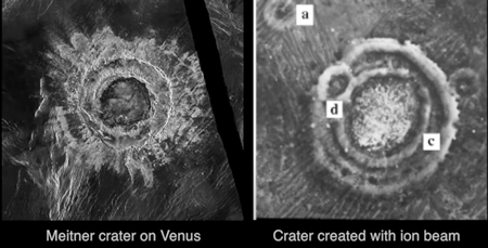 金星のマイトナークレーター イオンビームでできたクレーター