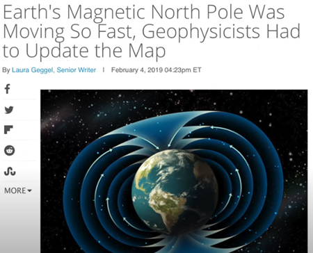 地球磁北極の移動速度が速く、地球物理学者は地図の更新を余儀なくされた