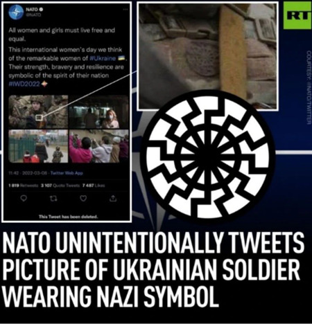 NATO、ナチスのシンボルをつけたウクライナ人兵士の写真を思わずツイート