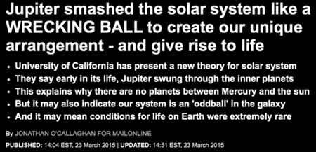 木星は太陽系を壊し、私たち独自の配置を作り出し、生命を誕生させた