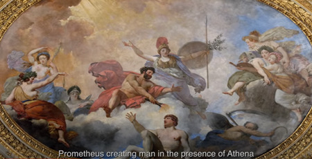 プロメテウス、アテナの前で人間を創る