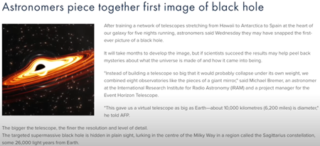 天文学者、ブラックホールの画像を初めて作成